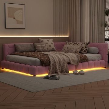 Sofa rozkładana 140*200cm podwójne łóżko USB LED różowy