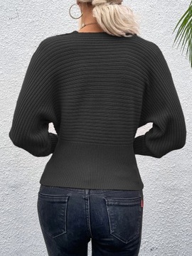 C215 Damski Sweter czarny Elegancki Shein L