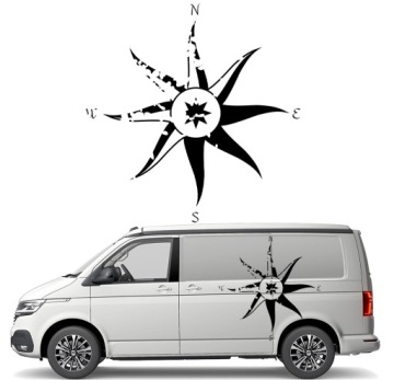Samolepka Grafika na karavan a karavan Kompas Růže Větrů 90x92