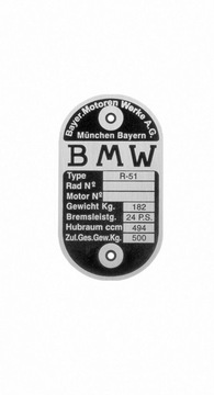 TABLICZKA ZNAMIONOWA BMW R51