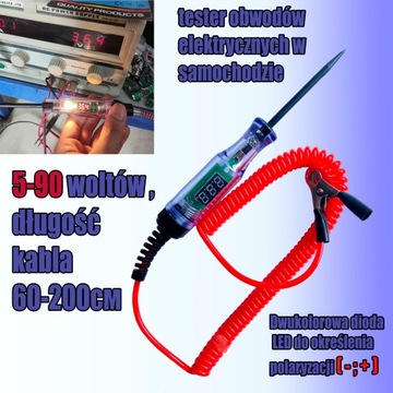 Tester Napięcia Prądu Próbnik Probówka 6v 12v 24v 48v 90v