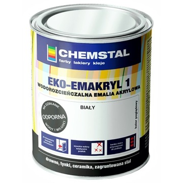 Farba akrylowa EKO-EMAKRYL CHEMSTAL Biały 0,8L