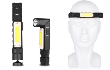 LATARKA KĄTOWA AKUMULATOR MAGNES USB COB XML 6w1