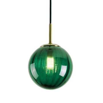 Green Glass Globe Pendant Light Single Ceiling