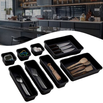 НАБОР ОРГАНАЙЗЕРА ВСТАВКА ДЛЯ ЯЩИКА, 8 шт, ЧЕРНЫЙ