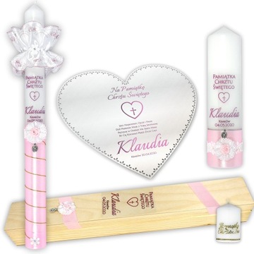 СВЕЧИ И КРЕЩЕННАЯ ОДЕЖДА, НАСТОЛЬНАЯ КОРОБКА + ПОДАРОК