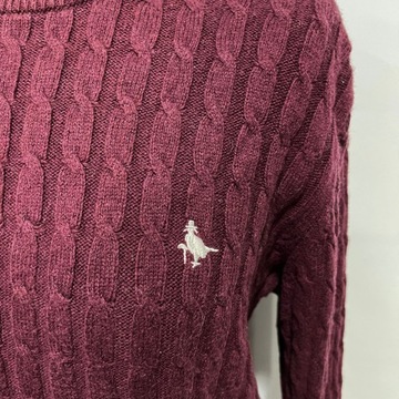 JACK WILLS Sweter Bordo Warkocze Wełna M