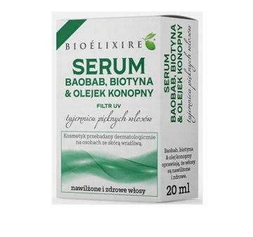 Bioelixire Serum Baobab, Biotyna i Olejek Konopny 20ml