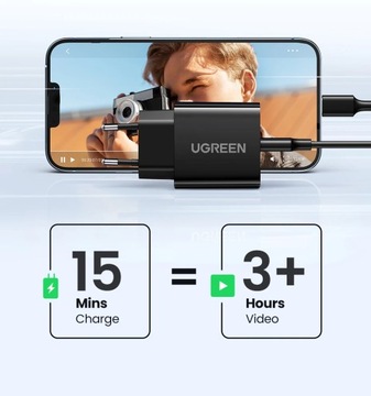 Зарядное устройство UGREEN PD 20 Вт, быстрое зарядное устройство USB типа C для iPhone 14 13 Fast 4.0 3