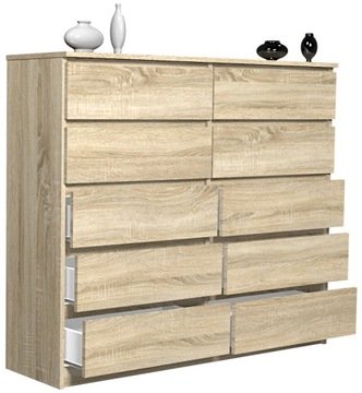 KOMODA DĄB SONOMA YORK 120 10 SZUFLAD - PRODUCENT