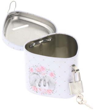 ЗАПИРАЮЩИЙСЯ МЕТАЛЛИЧЕСКИЙ ЯЩИК ДЛЯ ДЕНЕГ С ЗАМКОМ В ВИДЕ СЕРДЦА