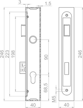 КАССЕТА С ЗАМКОМ ДЛЯ КАЛИТКИ 40х40 90