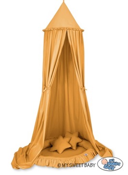 Zestaw: Baldachim wiszący gniazdko poduszki musztardowy