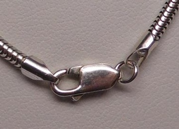 Srebrny łańcuszek okrągła linka żmijka 45 cm. 2,2 mm.