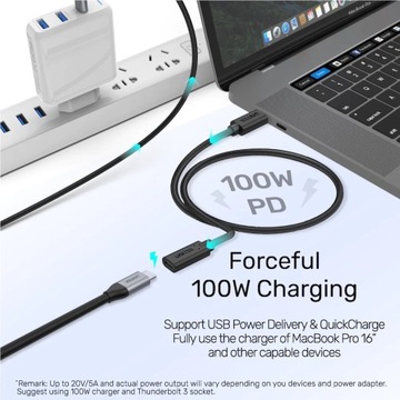 Удлинитель USB-C 10Гб Видео 4К 60Гц 20В 100Вт 50см