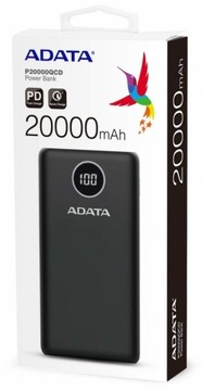 Мощный аккумулятор ADATA Powerbank 20000 мАч USB-C 18 Вт QC3.0
