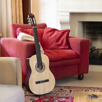 Gitara KLASYCZNA naturalna 4/4 tuner struny pasek