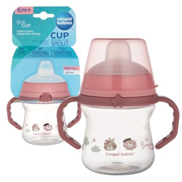 CANPOL KUBEK Z SILIKONOWYM USTNIKIEM FirstCup 6+