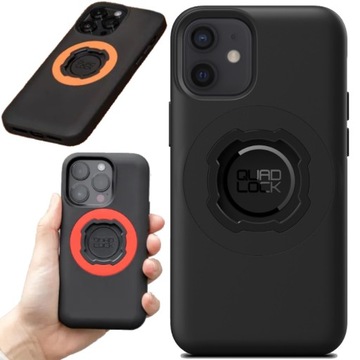 Quad Lock MAG etui na telefon iPhone 12 Mini z czarnym pierścieniem MAG