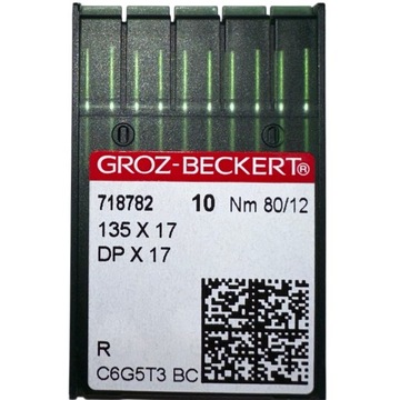 IGŁY DO MASZYN SZWALNICZYCH GROZ BECKERT STĘBNÓWKA 135x17 DPx17 80/12R