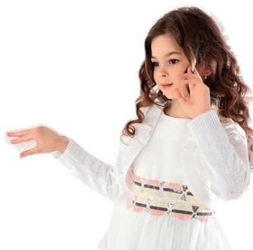 Bolerko swet do sukienki komunia r 158 białe akryl