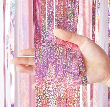 KURTYNA HOLOGRAFICZNA RÓŻOWE ZŁOTO ROSE GOLD 1x2M