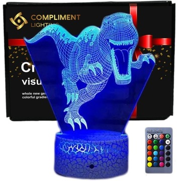 Lampka 3D nocna led usb na prezent Dinozaur T-Rex