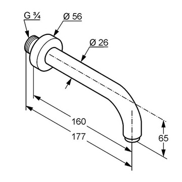 KLUDI НАСТЕННЫЙ ИЗЛИК ДЛЯ ВАННЫ ХРОМ 3850505