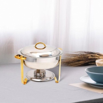 Набор подогревателей для шведского стола Chafing Dish 4,5 л, сервировочный стол и серебро-золото