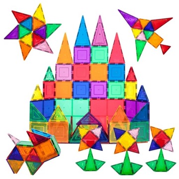 ДЕТСКИЕ СТРОИТЕЛЬНЫЕ ОБРАЗОВАТЕЛЬНЫЕ МАГНИТНЫЕ БЛОКИ 34 EL + ПОДАРОЧНАЯ КОРОБКА
