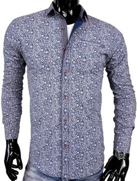 KOSZULA MĘSKA WE WZORKI SLIM FIT _ EN222 r. 3XL