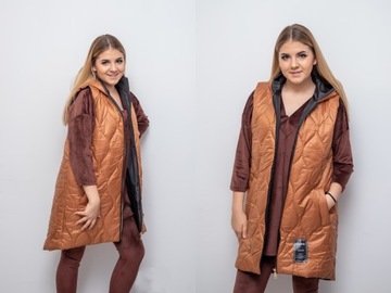 ЖЕНСКИЙ ДЛИННЫЙ СТЕГАНЫЙ ЖИЛЕТ С РУКАВАМИ, S/M