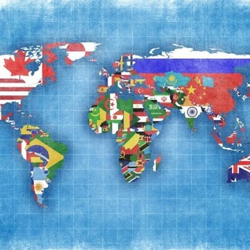 FOTOTAPETA 250x193 +KLEJ, Mapa Świata Flagi Państw