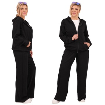 KOMPLET DRESOWY DAMSKI POLSKI PRODUCENT DUŻE ROZMIARY PRĄŻKOWANY LUŹNY