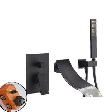 Bateria wannowa czarna Wodospad podtynkowa - Qvadro BK