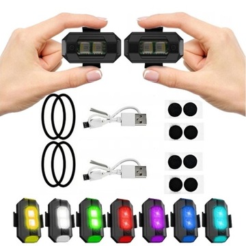 Lampka LED uniwersalna motocykl rower dron USB 7-k Światło Stroboskop *2