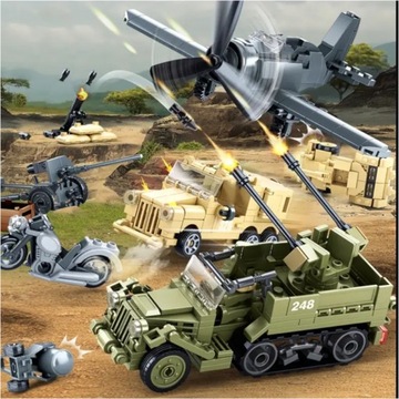 Кирпичи TRUCK BATTLEFIELD Самолет Армия 8 ФИГУРКИ 552 шт. + LEGO ОРУЖИЕ