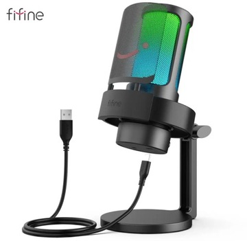 MIKROFON FIFINE CZARNY POJEMNOŚCIOWY USB LED RGB