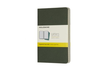 Zestaw 3 Zeszytów Moleskine Cahier Journals P (9x14cm) w kratkę, zielony