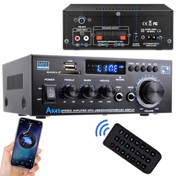 HIFI СТЕРЕОУСИЛИТЕЛЬ 400 Вт + 400 Вт BLUETOOTH 5.0 МИНИ-АУДИОПЛЕЕР AK45 НОВЫЙ
