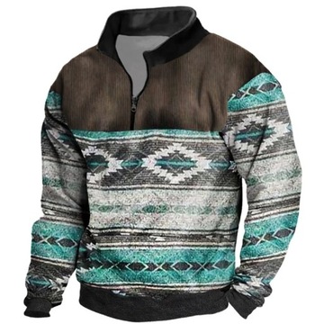 Męska bluza z długim rękawem z nadrukiem w stylu vintage 28213