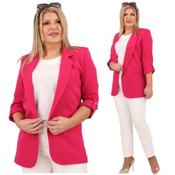 ŻAKIET MARYNARKA DŁUGA ELEGANCKA GŁADKA POLSKI PRODUCENT ROZMIARY