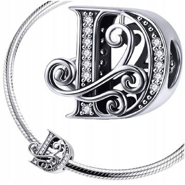 CHARMS LITERKA D srebro 925 litera srebrna koralik zawieszka charmsy pr 925