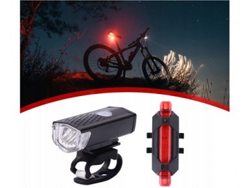 СВЕТОДИОДНАЯ ВЕЛОСИПЕДНАЯ ФАРА ПЕРЕДНЯЯ + ЗАДНЯЯ ВЕЛОСИПЕДНАЯ ОСВЕЩЕНИЕ