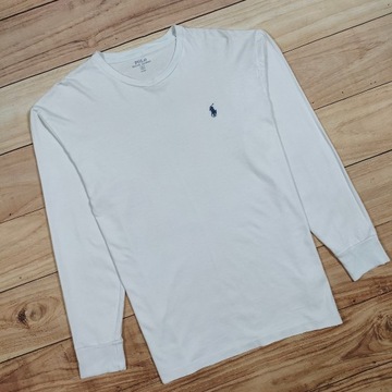 POLO RALPH LAUREN Koszulka Longsleeve Biała Męska Logowana r. S