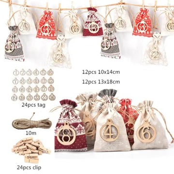 АДВЕНТ-КАЛЕНДАРЬ ПОДВЕСНЫЕ СУМКИ СДЕЛАЙ САМ ДЛЯ НАПОЛНЕНИЯ ДЖУТОВОГО NEXO