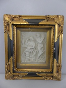 OBRAZ CZARNO- ZŁOTA RAMA 45 x 40 cm ALABASTROWY