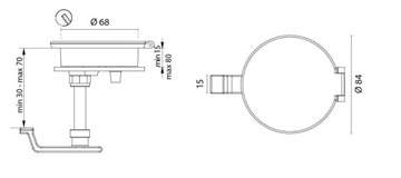 ЗАМОК НАПОЛЬНЫЙ 68 ММ, ЛАТУНЬ, ХРОМ, КЛЮЧ