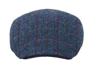 CZAPKA Z NAUSZNIKIEM NA ZIMNE DNI ORYGINALNY HARRIS TWEED NIEBIESKA 61