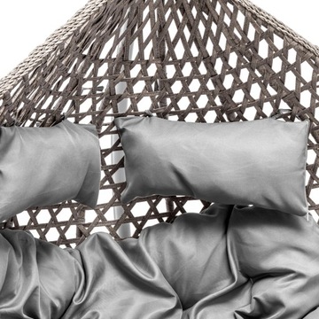 ПОДВЕСНОЙ СТУЛ ROSAI, 2-МЕСТНЫЙ, КОРЗИНА COCOON PREMIUM, СЕРЫЙ ПРЕМИУМ, ГРУБОЕ плетение
